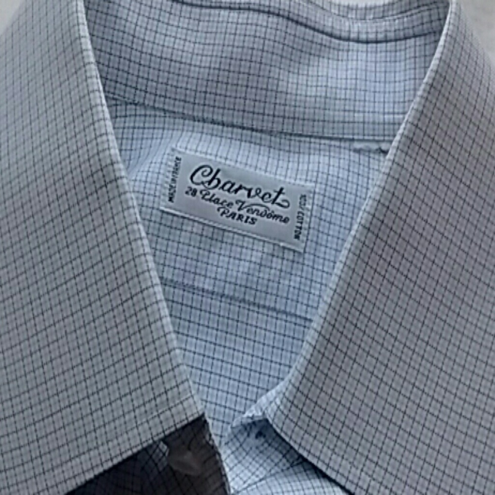 CHARVET LIGHT BLUE BOX PATTERN SHIRT